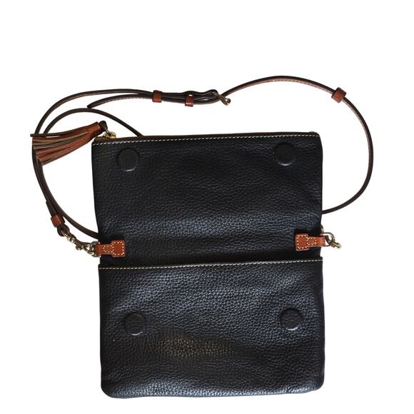 Dooney & Bourke Black Pebble Grain Leather Foldover Zip Crossbody - Picture 3 of 14